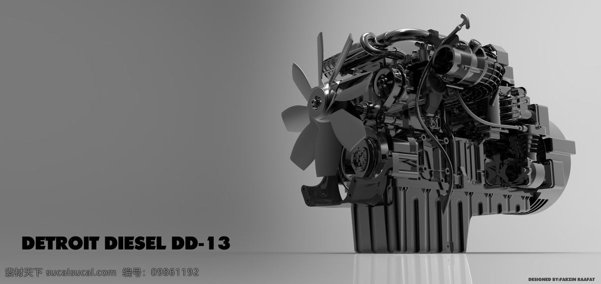 farengine 柴油 发动机 底特律 dd cydesign 3dcadstp 3d模型素材 其他3d模型