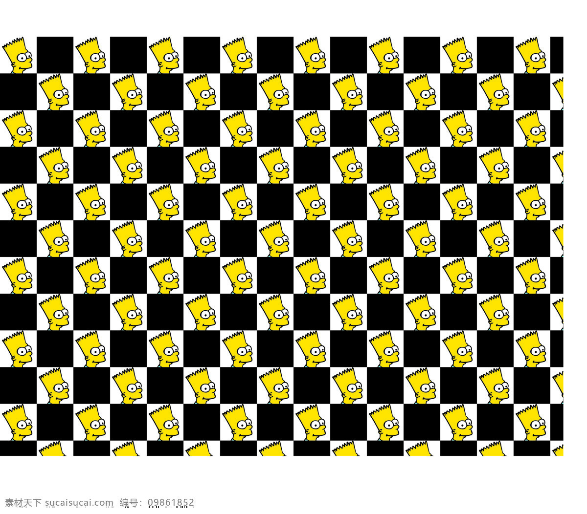 simpson 格子 黑白 背景 无缝 拼图 底图 重复 动漫人物 动漫动画