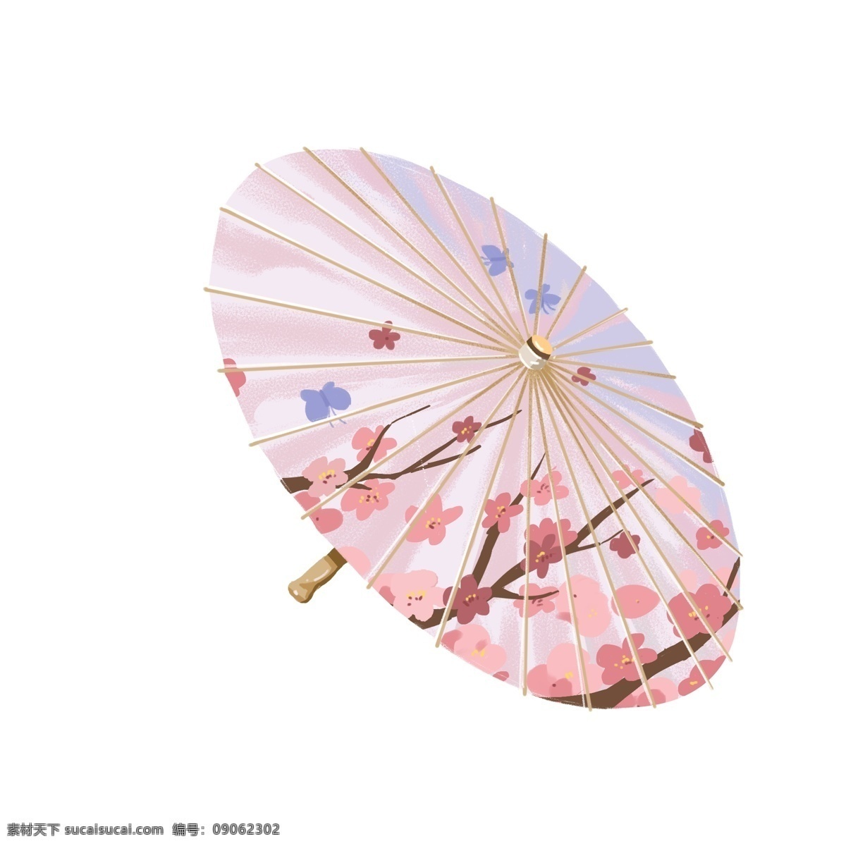 油纸伞 粉色 桃花 梅花 折伞 古典 中国 风 水彩 水墨 东方 流苏 花纹 中国画 花鸟 工笔 下雨 雨天 雨季 传统 工艺 手作 淑女 黄梅 江南