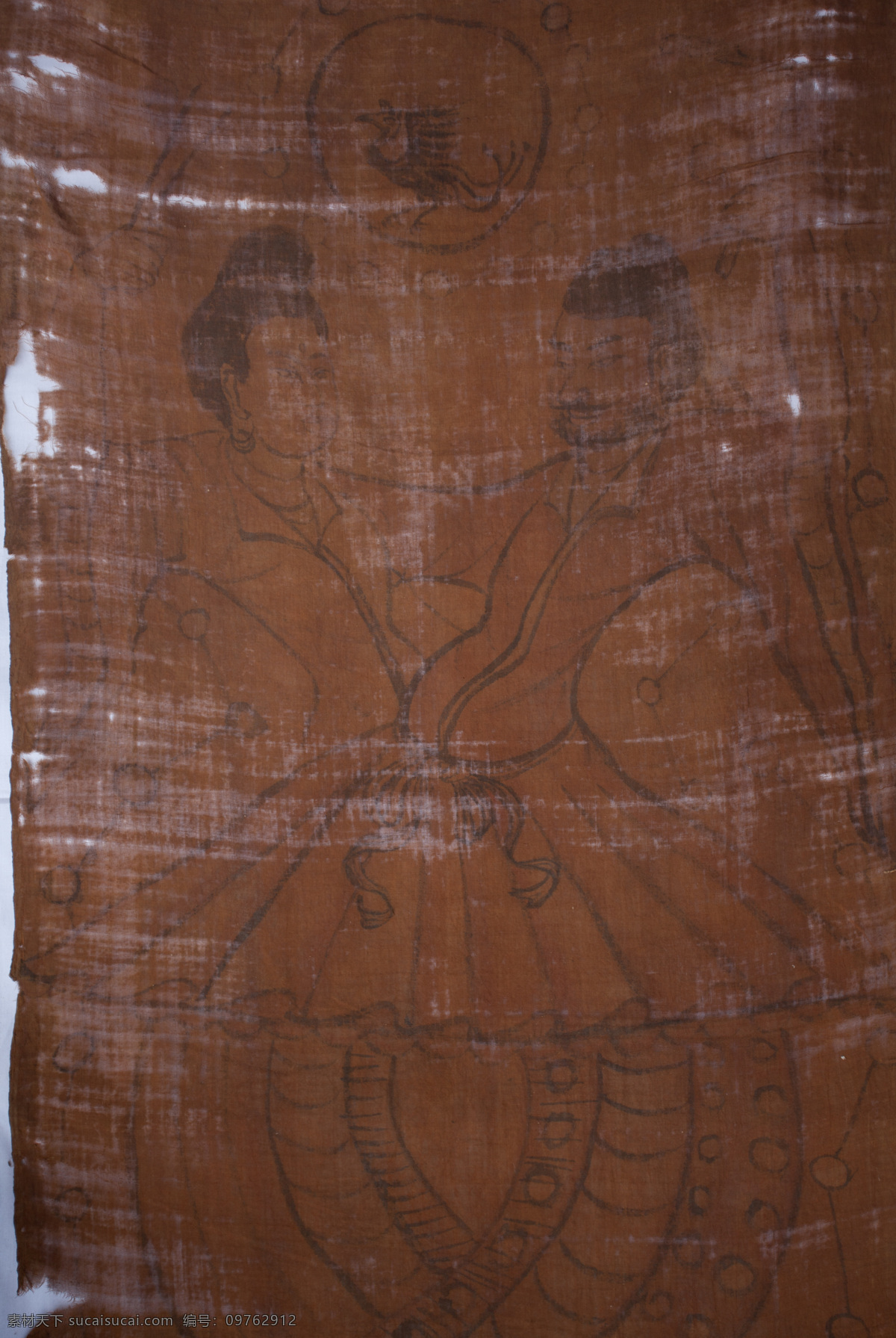 伏羲女娲 收藏艺术品 绢画 古老传说 藏品 文化艺术 宗教信仰
