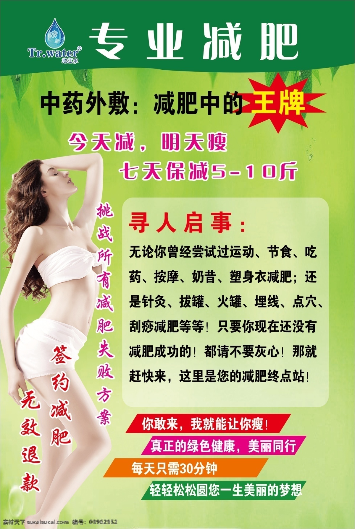 减肥海报 专业减肥 女子瘦身 形体塑形 美容美体 美容院 广告类