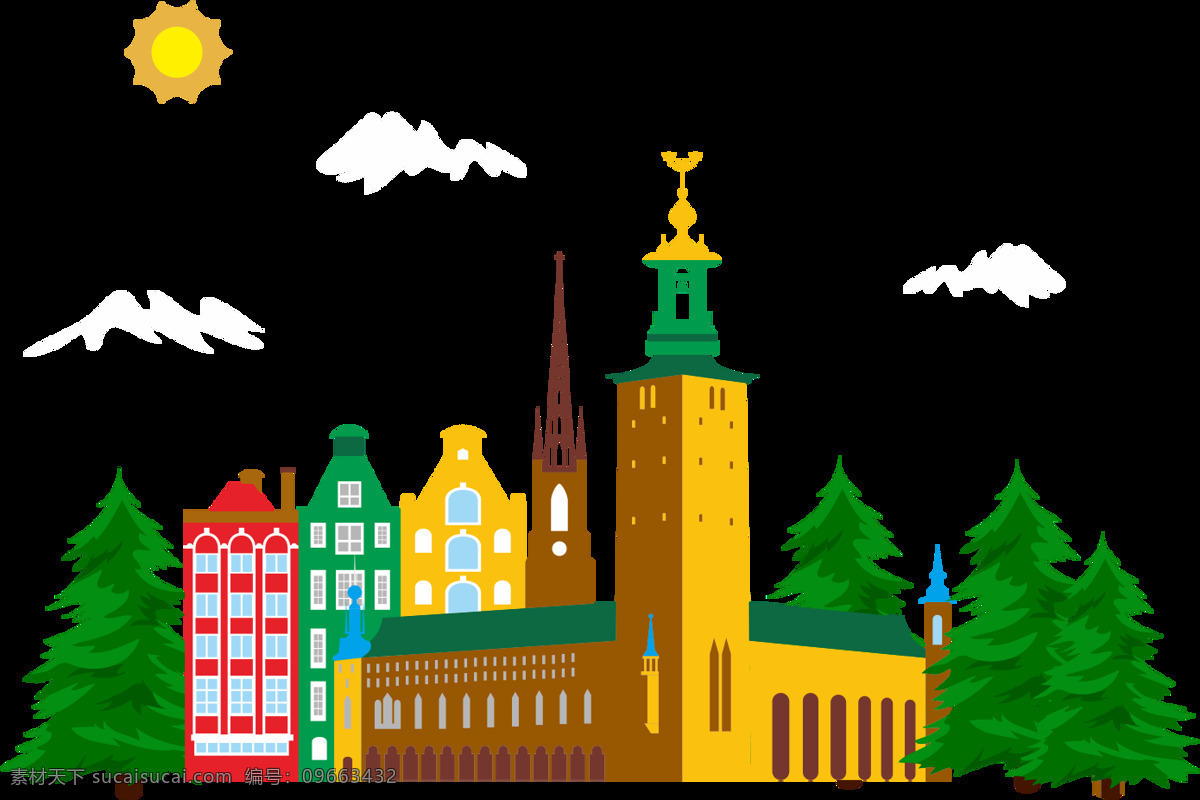 瑞典 斯德哥尔摩 建筑 矢量 元素 风景