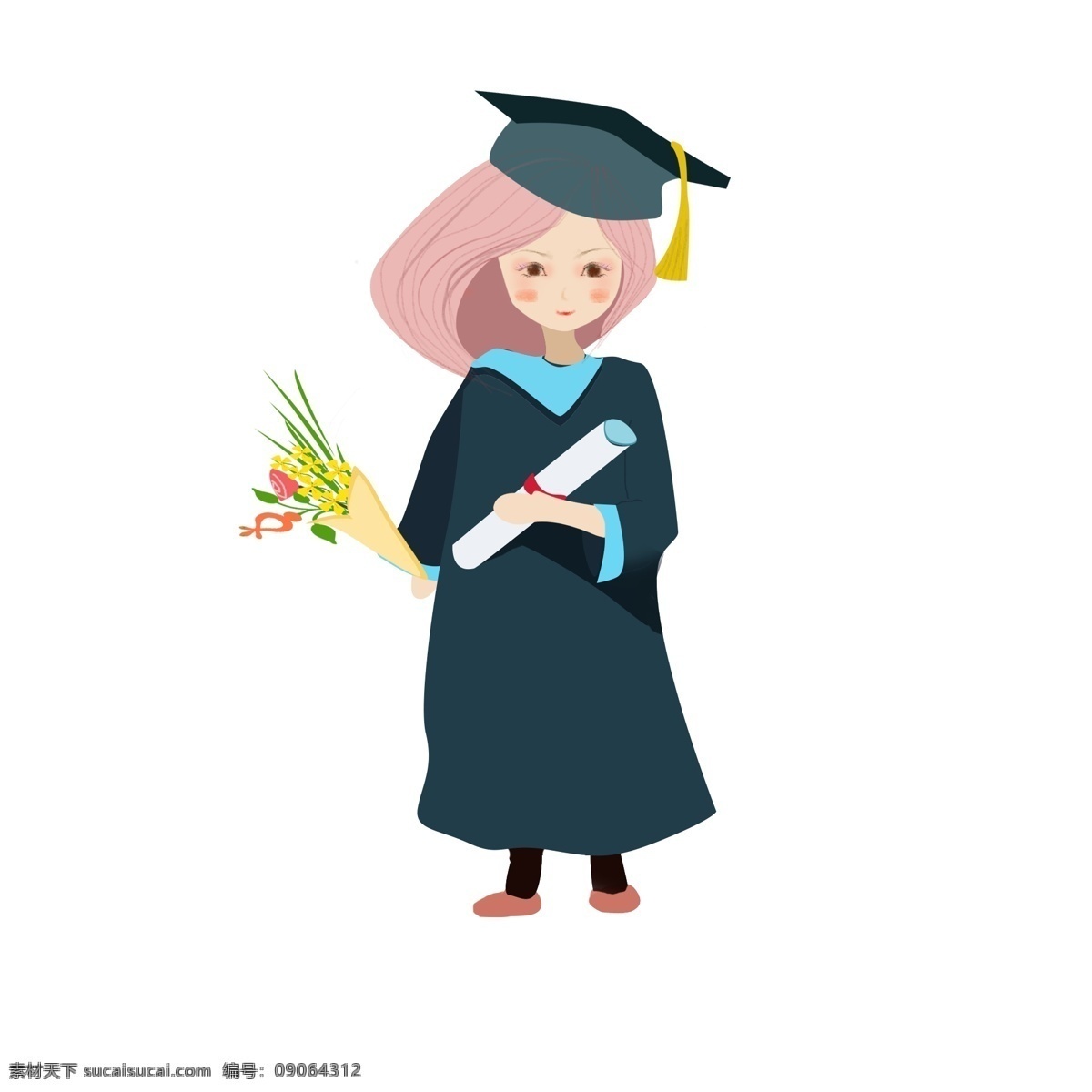 毕业 女孩 卡通 人物 毕业女孩 卡通人物 毕业人物 卡通女孩 毕业微笑女生 毕业季 青春 学士帽