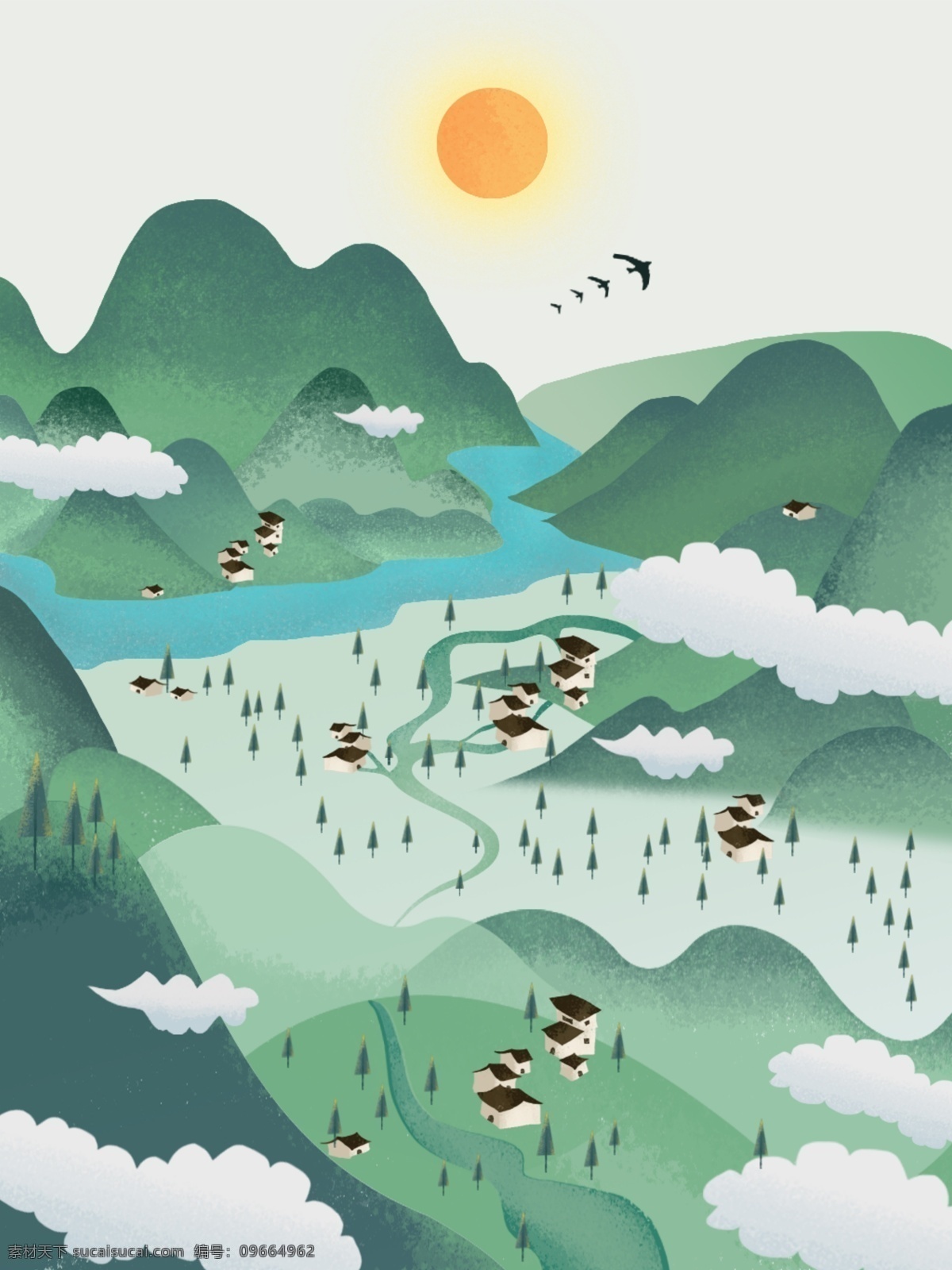 彩绘 立春 田园 春天 二十四节气 绿色 小 村庄 背景 小清新 森林 山水 手绘 24节气 二十四 山村 日出 燕子 植树 青山绿水 小村庄 平原 诗意 文艺 植物 白云 春意 春游