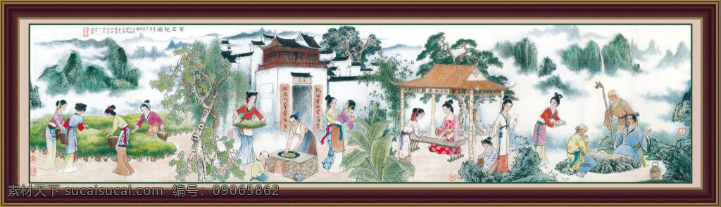采茶叶 古代采茶 茶文化图