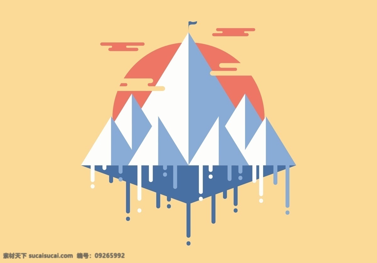 几何 山体 矢量 矢量素材 太阳 山