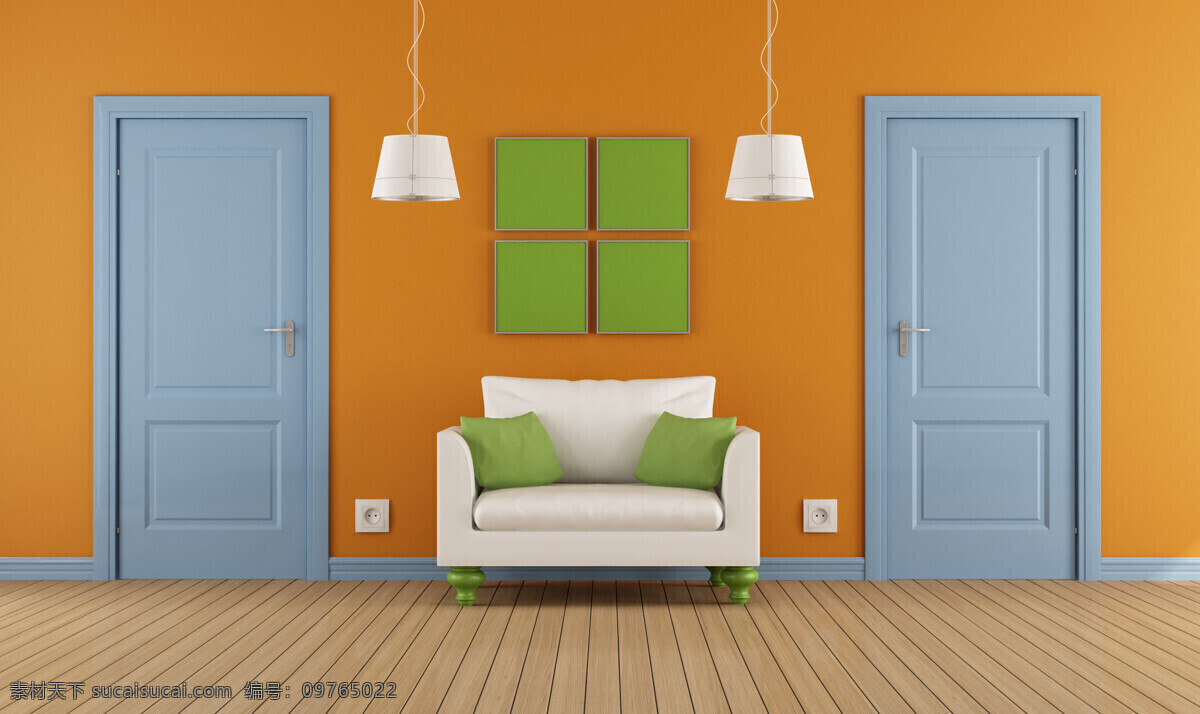 沙发 吊灯 抱枕 地板 门 挂画 家装 装修 装饰装潢 室内设计 环境家居