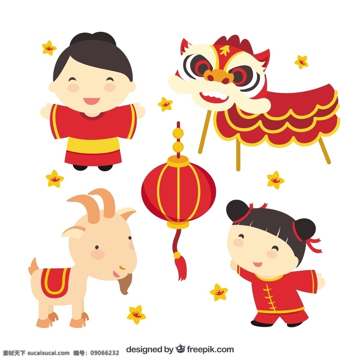 中国 文化 阐释 红色 龙 山羊 节日 插图 亚洲 中国龙 白色