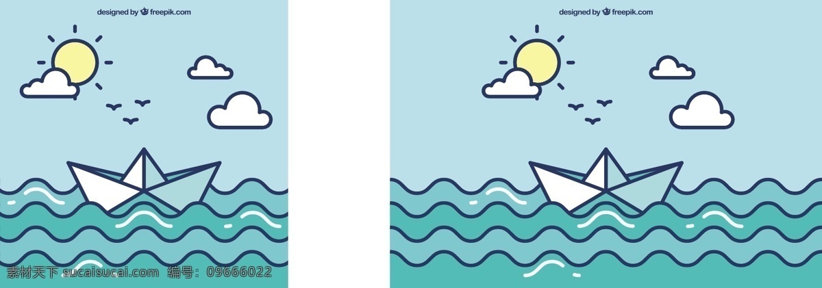 可爱 纸船 平面设计 插图 背景 可爱的纸船 平面设计插图