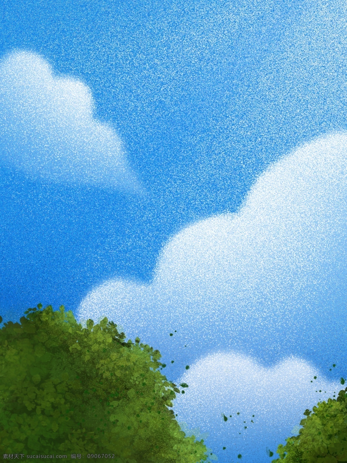 原创 清新 肌理 风格 绿树 天空 插画 背景 插画背景 蓝天白云 插画风景 质感背景 肌理风格背景 插画美景 绿树仰视天空 插画天空 肌理风景 质感插画背景