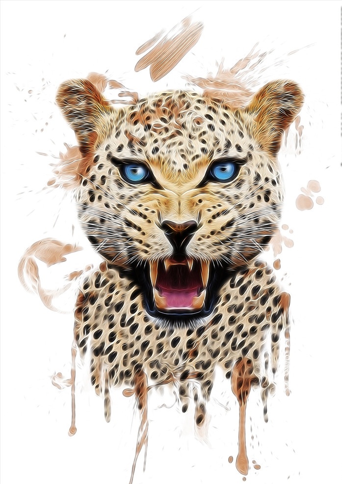 野生动物豹子 头像 卡通 创意 野生 凶残 动物 豹子 生物世界 野生动物