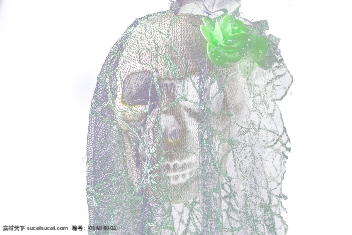 戴 绿色 头 纱 骷髅 骷髅头 可怕的 妖魔 鬼怪 魔鬼 邪恶 凶神恶煞 魔 恐怖 惊悚 凶煞 危险 害怕 恶魔 惊恐 鬼节 万圣节 中元节