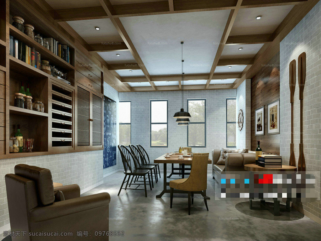 书房 3d 模型 3d模型素材 室内模型 室内设计 模型素材 客厅 3dmax 建筑装饰 室内装饰 黑色