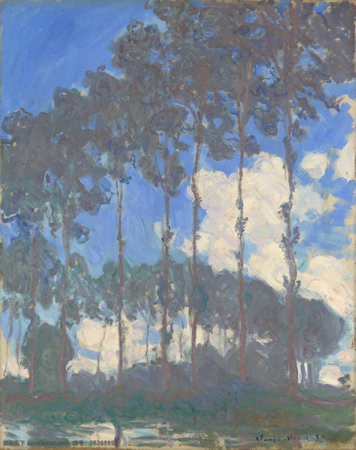 monet 风景 油画 装饰画 法国 画家 克劳德 epte of banks the poplars 莫 奈 oscar claude 印象派 风景画 静物 家居装饰素材