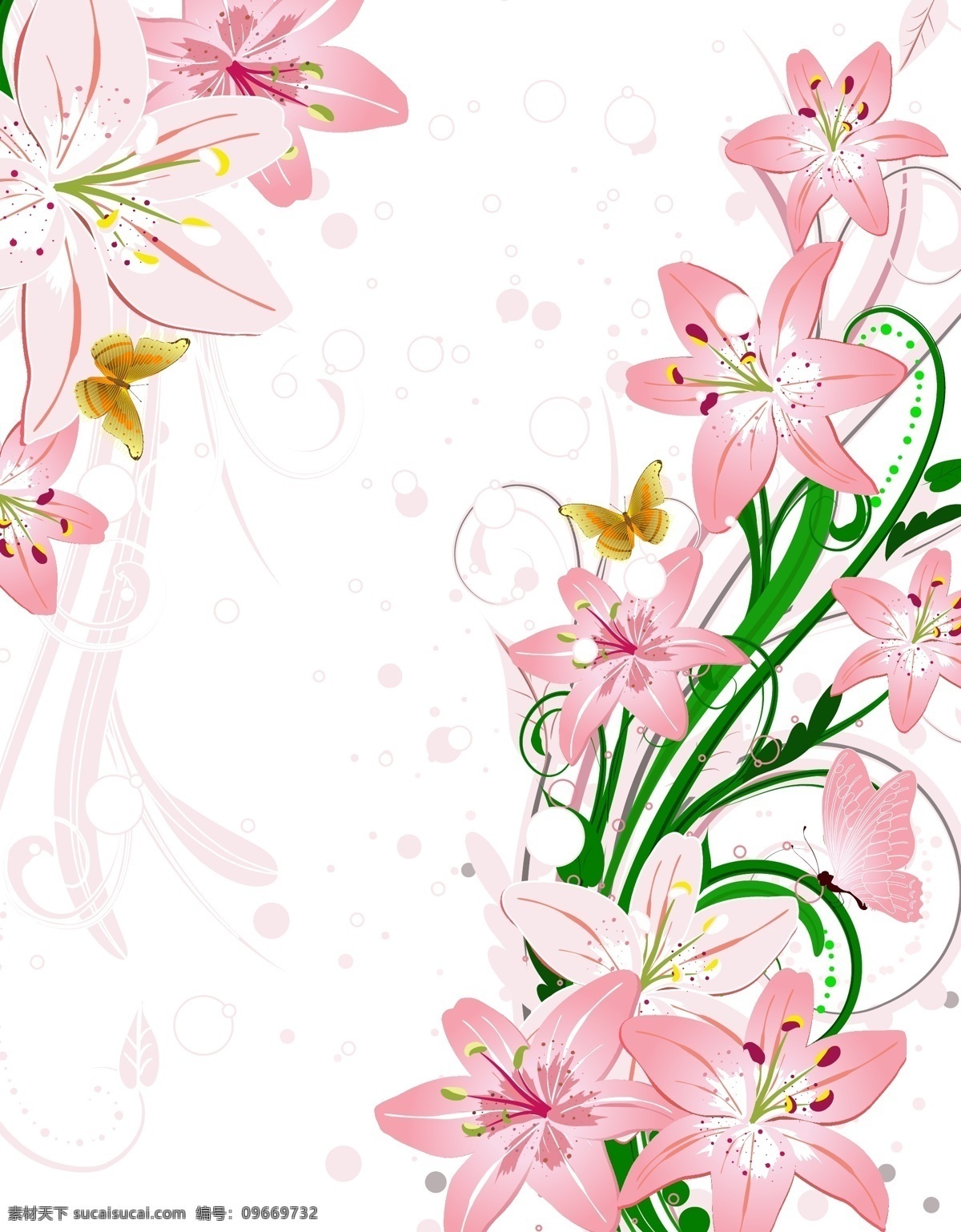 粉色 百合 花边 矢量 矢量图 其他矢量图