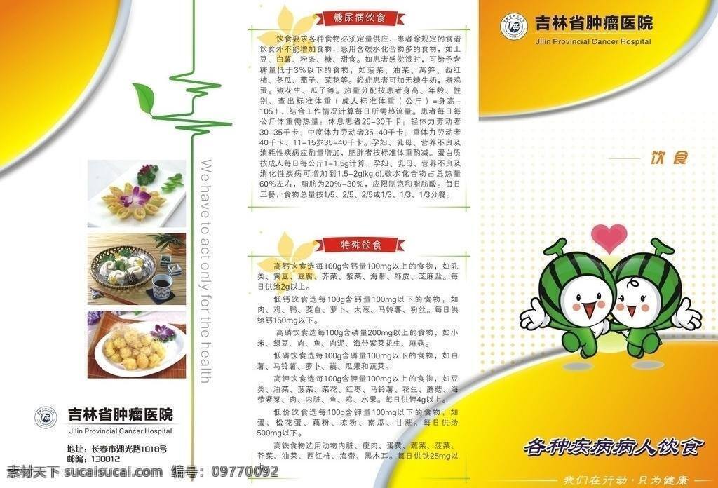 饮食 三 折页 dm宣传单 标识 花纹 颜色 肿瘤医院 字体 饮食三折页 病人饮食 矢量 psd源文件