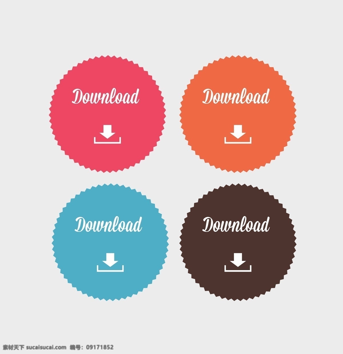 彩色 圆形 标贴 download 锯齿 矢量图 其他矢量图