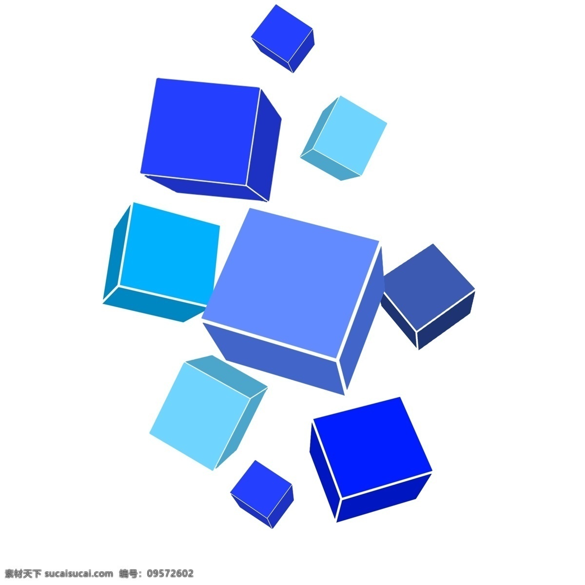 蓝色 正方体 立体几何 漂亮的正方体 蓝色的正方体 卡通插画 手绘立体几何 创意的形状