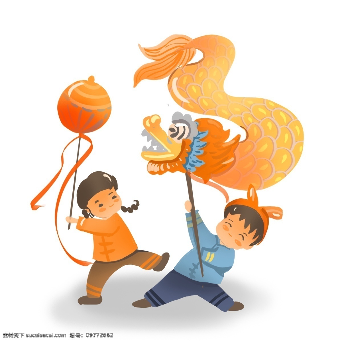 新年 舞龙舞狮 商业 插画 元素 2019 小清新 喜庆