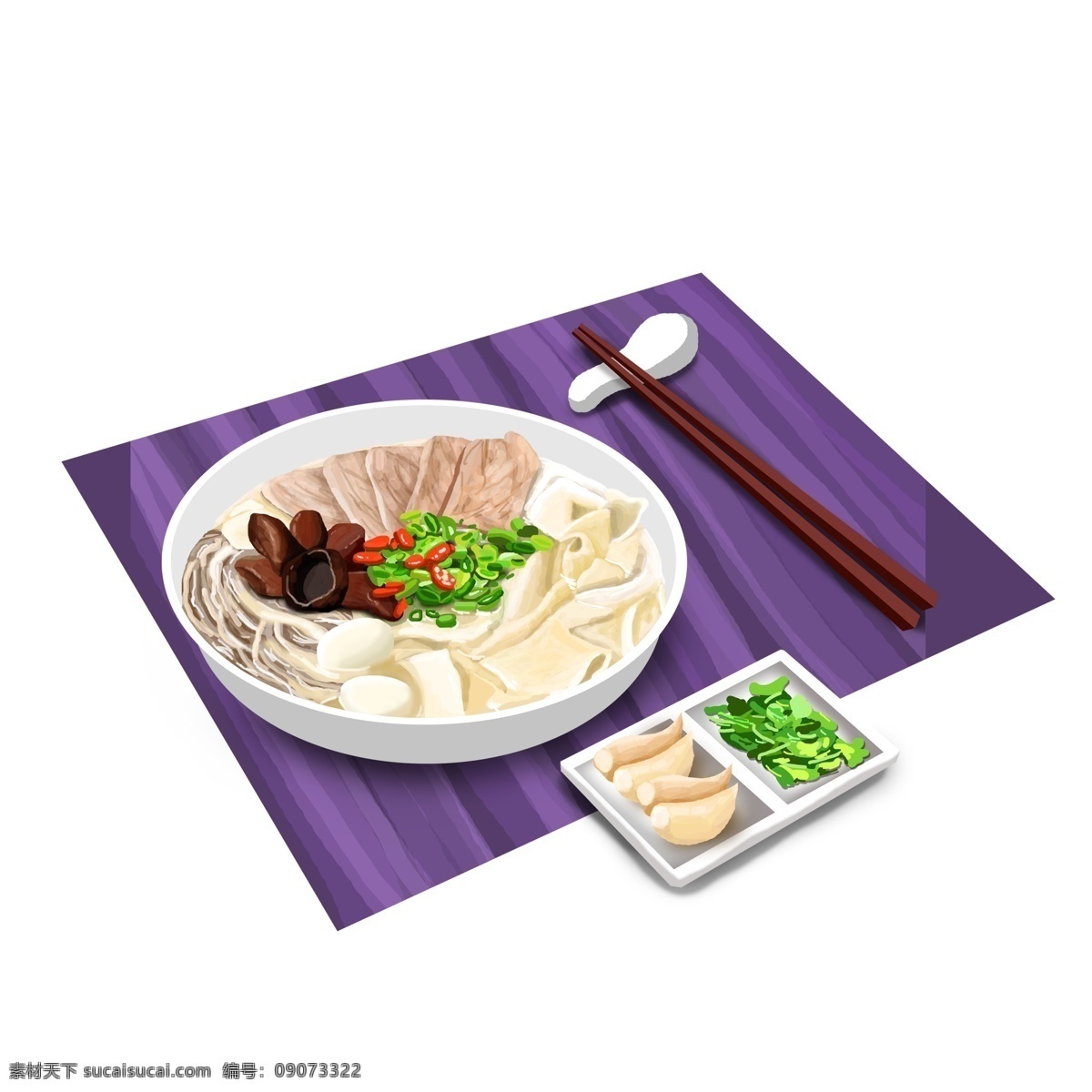 碗 美食 面条 图案 元素 美食图案 紫色 中餐 设计元素 装饰图案 创意元素 手绘元素 psd元素 生物静物