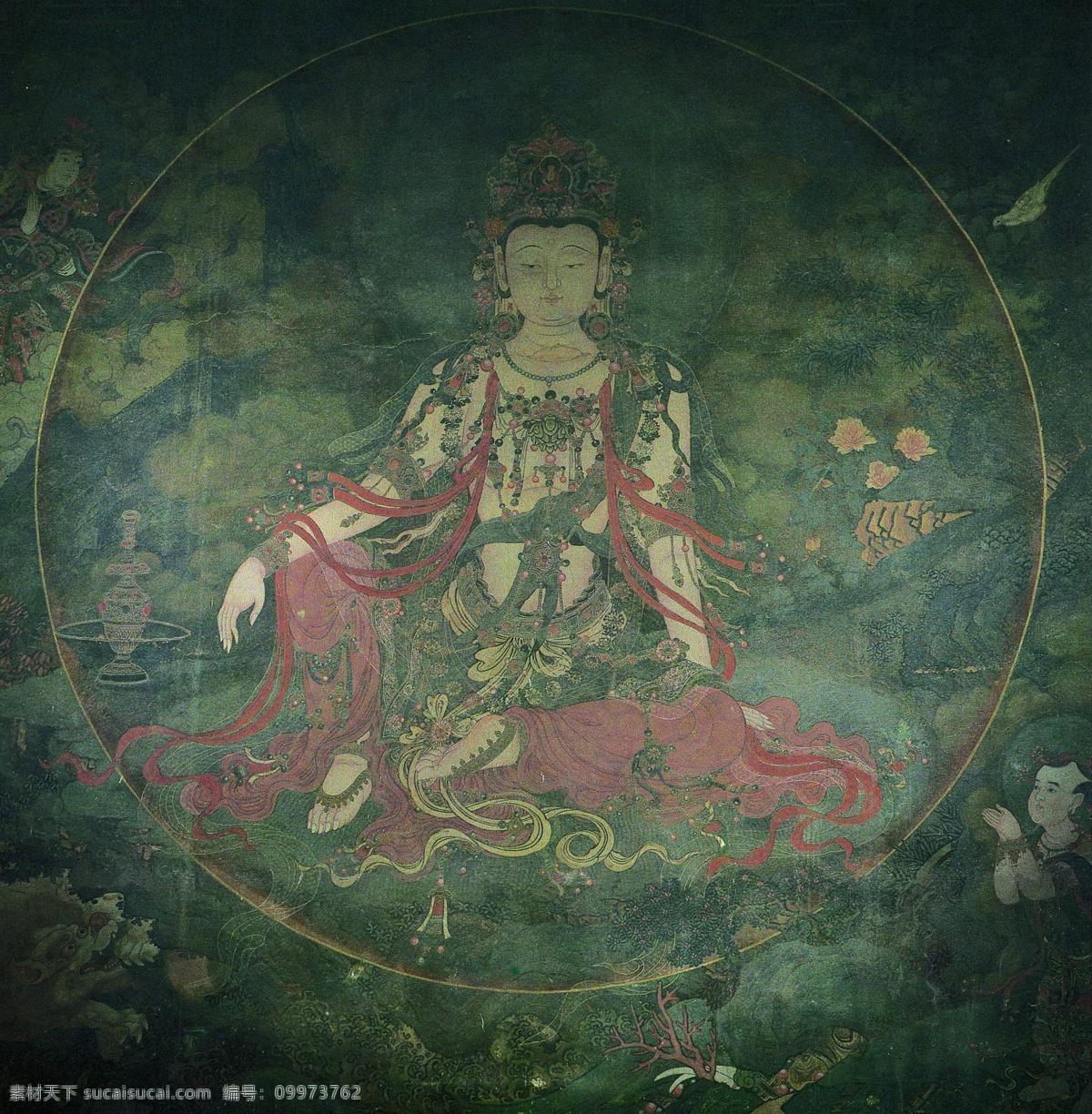 法海 寺 壁画 水月观音 法海寺壁画 设计素材 中国古典 壁画世界 书画美术 灰色
