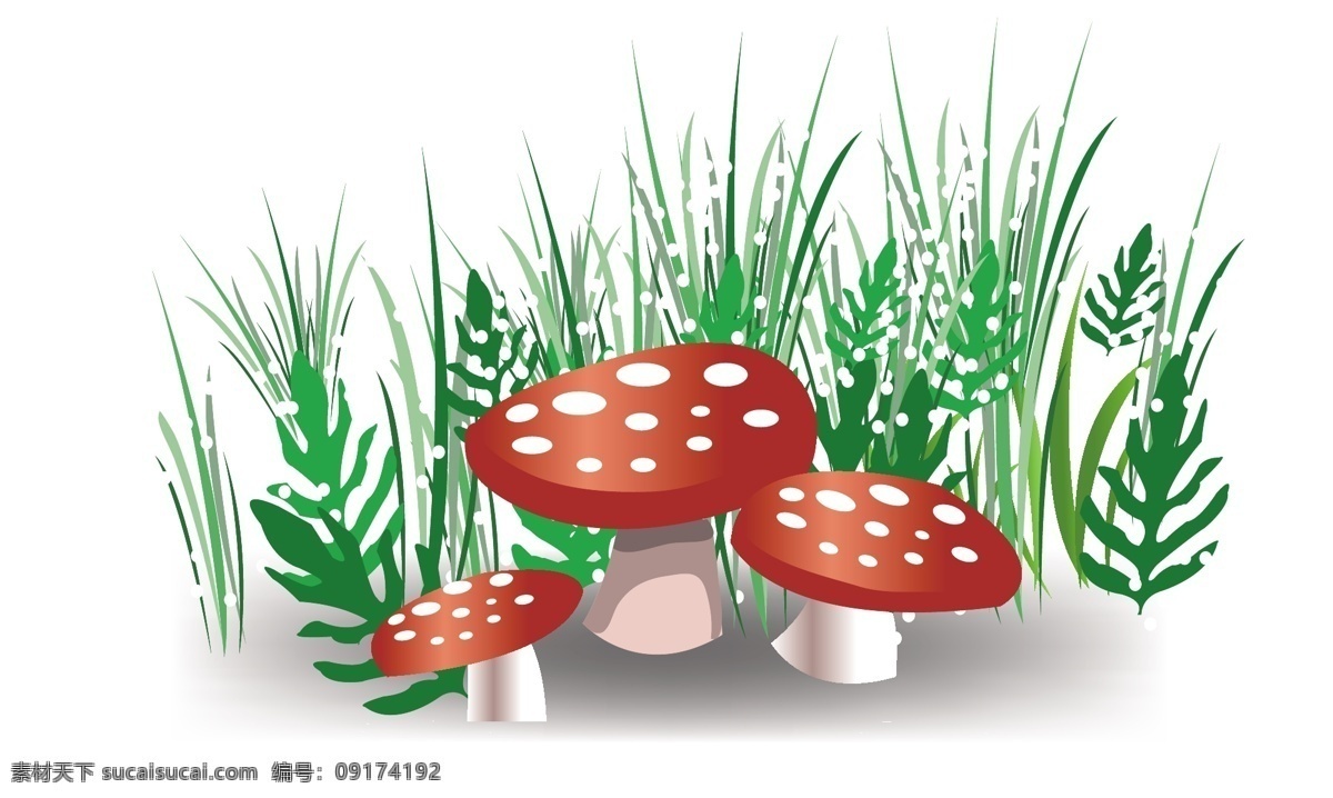 矢量蘑菇绿草 卡通 花丛 矢量 素材图片 花草 绿色 卡通绿色 绿草