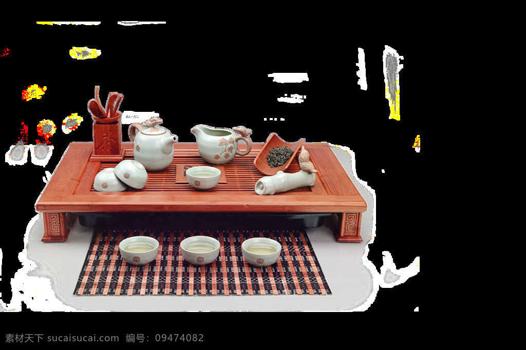 清新 风格 浅色 茶具 产品 实物 产品实物 格子桌布 浅色茶杯 浅色茶壶