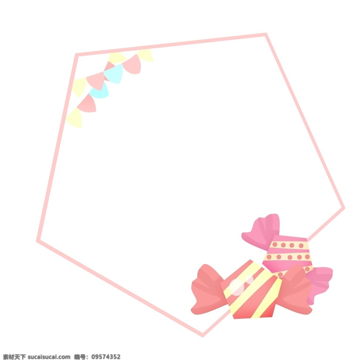红色 糖果 五边形 边框 红色边框 糖果色边框 插图 插画 红色糖果 糖果边框 糖