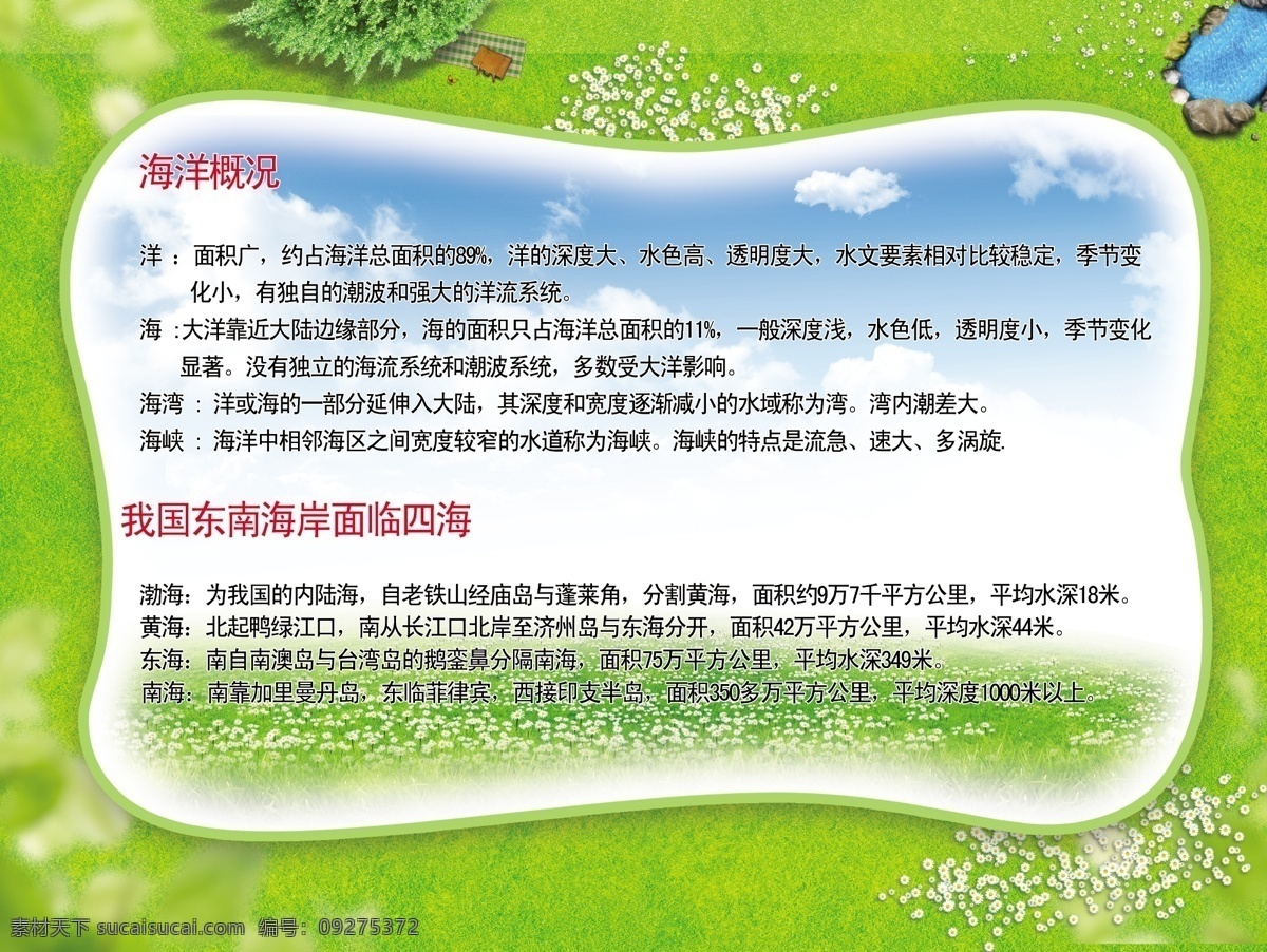 海洋 知识 展板 广告设计模板 蓝天 绿地 源文件 展板模板 洋知识展板 海洋知识 四海简介 其他展板设计