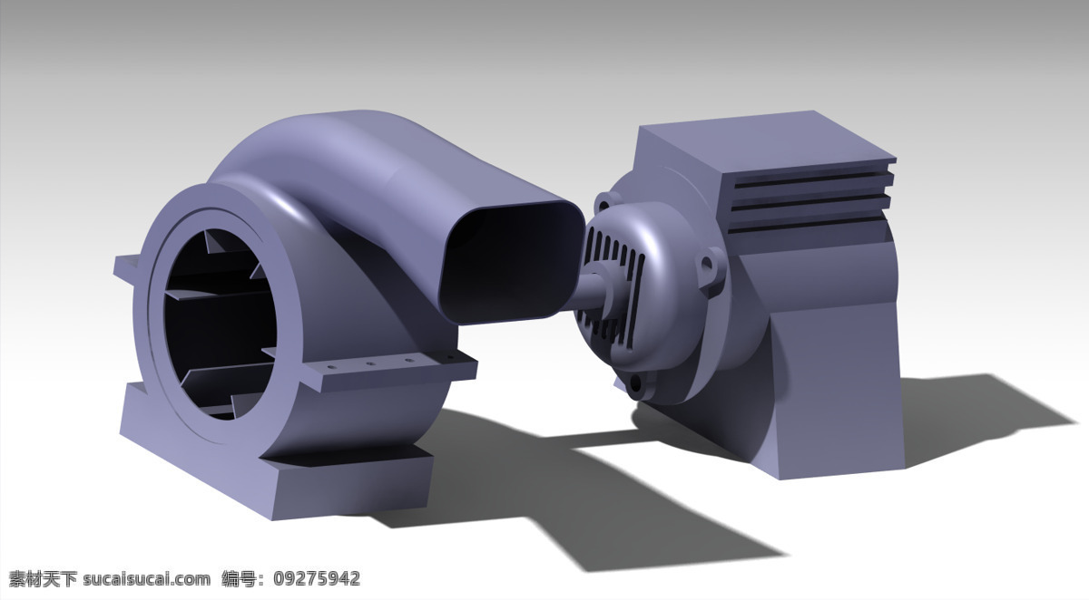 风机 组件 离心风机 风管 装配 catia 3d模型素材 家具模型