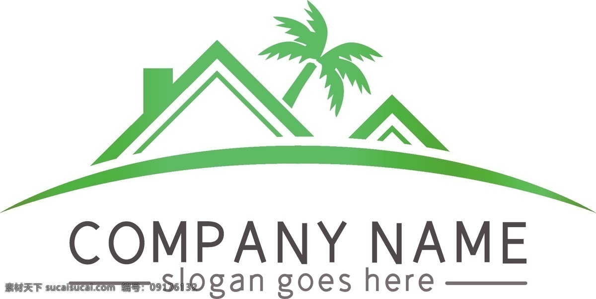 绿色 优美 旅游 树 屋 房地产 logo logo设计 logo元素 logo参考 旅游logo 树木logo 椰树 房屋 树屋 地产logo