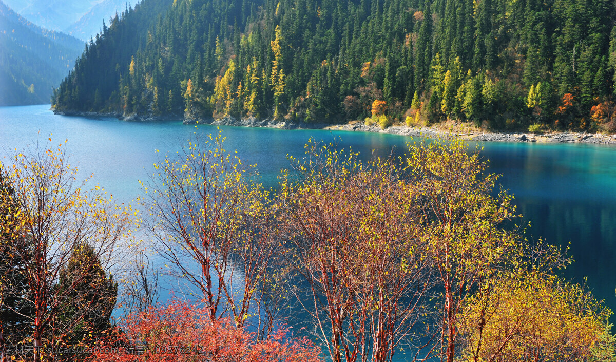 长海秋色 四川 九寨沟 秋色 长海 九寨景观 山水风景 自然景观
