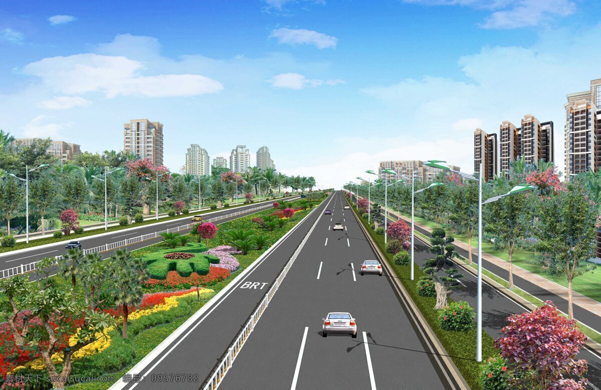 景观 大道 环境设计 景观设计 植物 景观大道 道路景观 城市道路景观 家居装饰素材