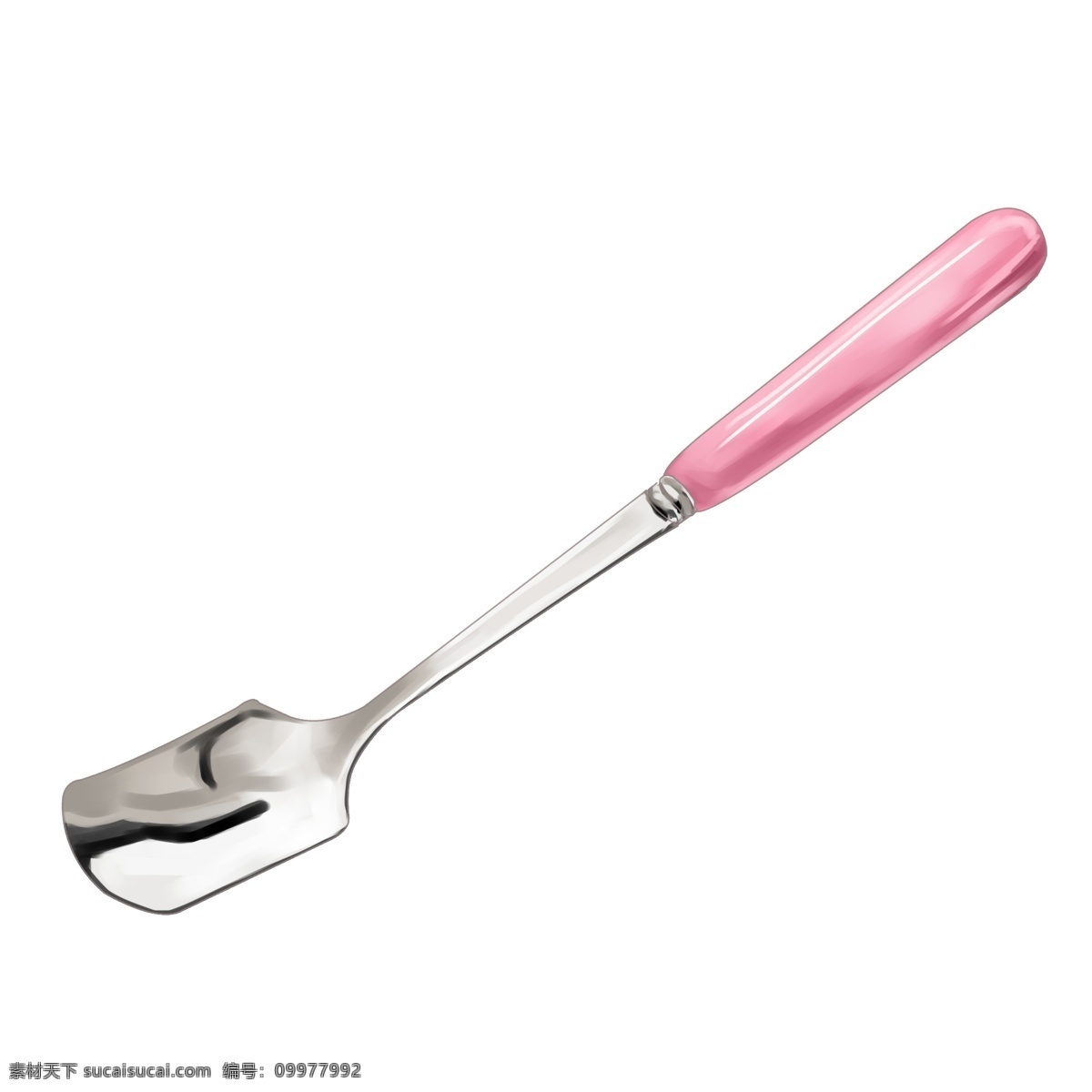 粉色 几何形 金属 汤勺 插图 勺子 金属勺子 仿真 光滑 餐具用品 实物 餐具 简约 饭勺