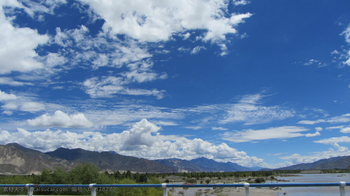 蓝天 白云 风景 天空 云彩 云朵 高原 西藏 河流 江河 雅鲁藏布江 高原风景 自然风景 旅游摄影