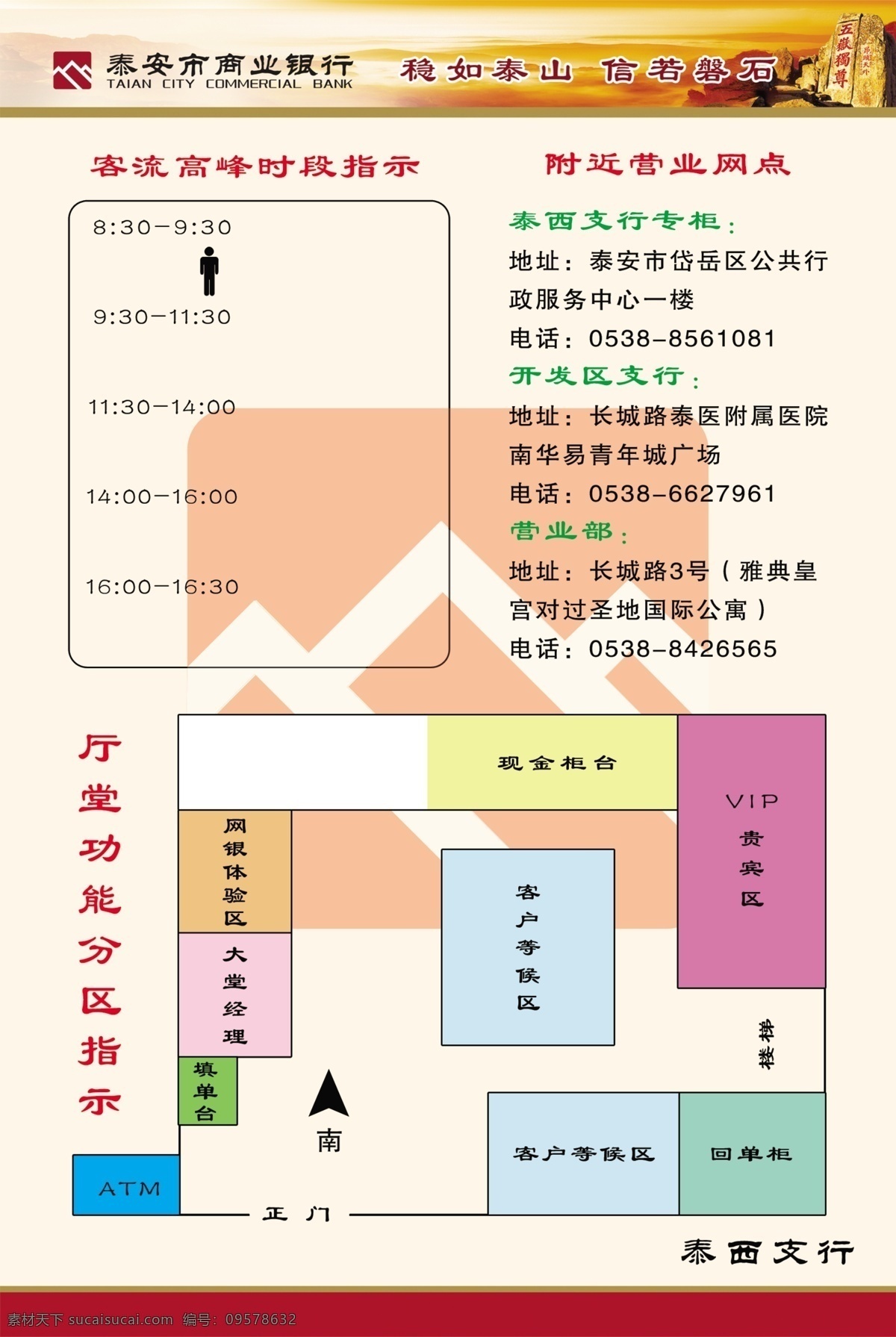 商业银行 分区 指示 客流高峰指示 分区指示 泰安 标志 白色