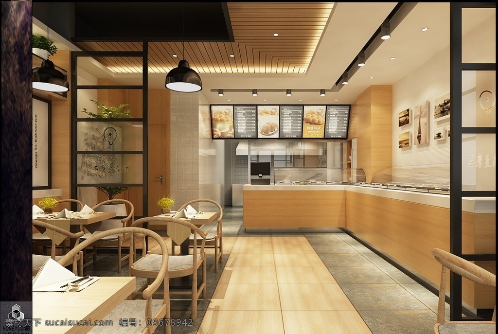 石磨豆腐坊 快餐店 早餐店 豆浆店 室内设计 3d设计 3d作品