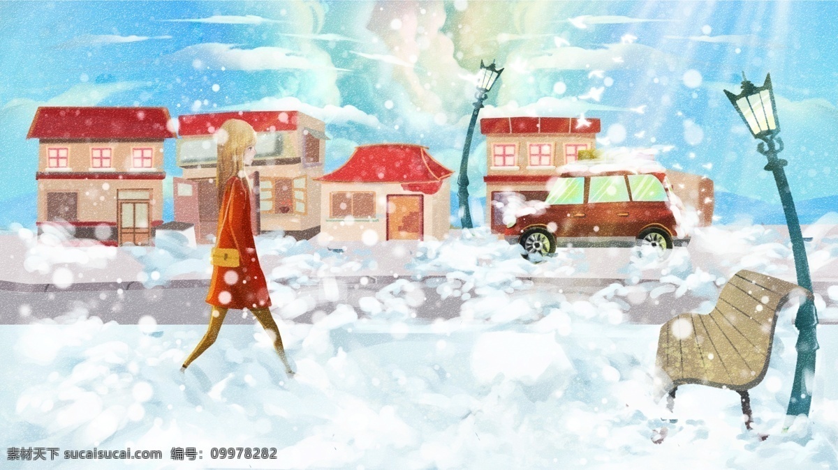 唯美 清新 冬天 雪景 冬日 私语 十二月 你好 插画 冬天雪景 壁纸 女孩 冬日私语 手机配图 十二月你好