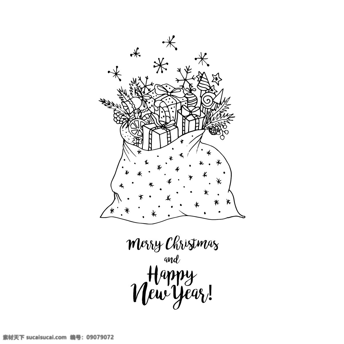 黑色 矢量 单色 插图 圣诞快乐 新年 快乐 印刷设计 圣诞节 色彩 曼 达拉 儿童 页面 白色 着色 年 成人