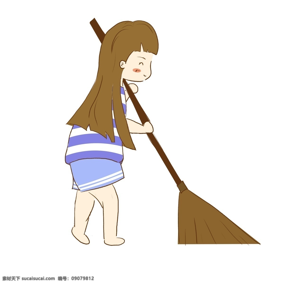 做 家务 儿童 小女孩 扫地 劳动 手绘 人物 做家务 儿童小女孩 手绘人物