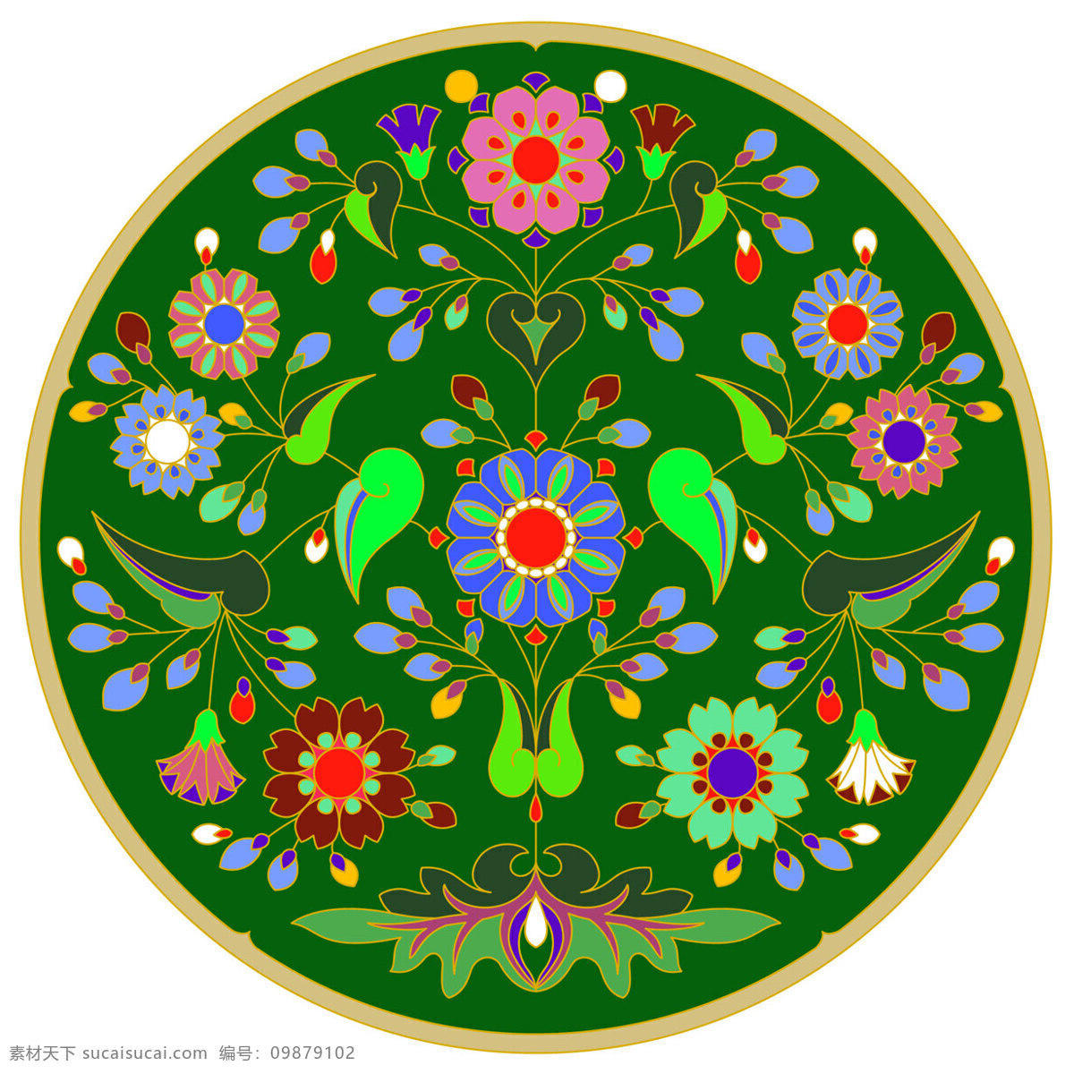 盘 花纹 色彩缤纷 五颜六色 红绿紫黄 底纹边框