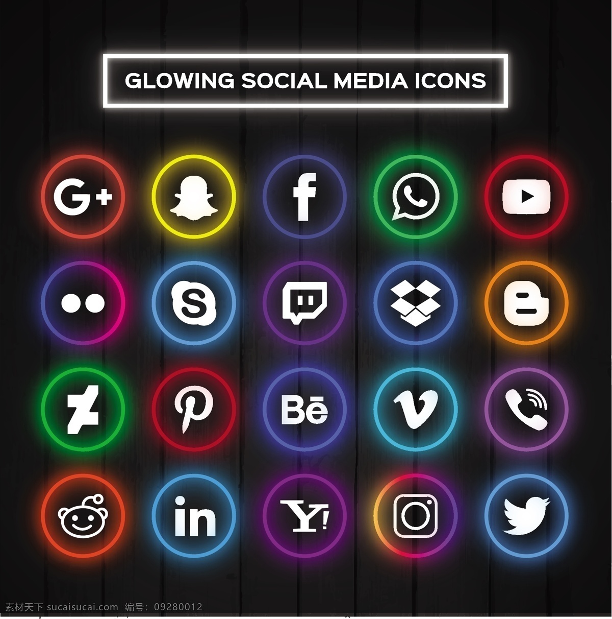 霓虹灯 社交 网络 图标 背景 业务 脸谱网 instagram 营销 互联网 社会的标志 通信 推特 app youtube 媒介 符号 android 品牌