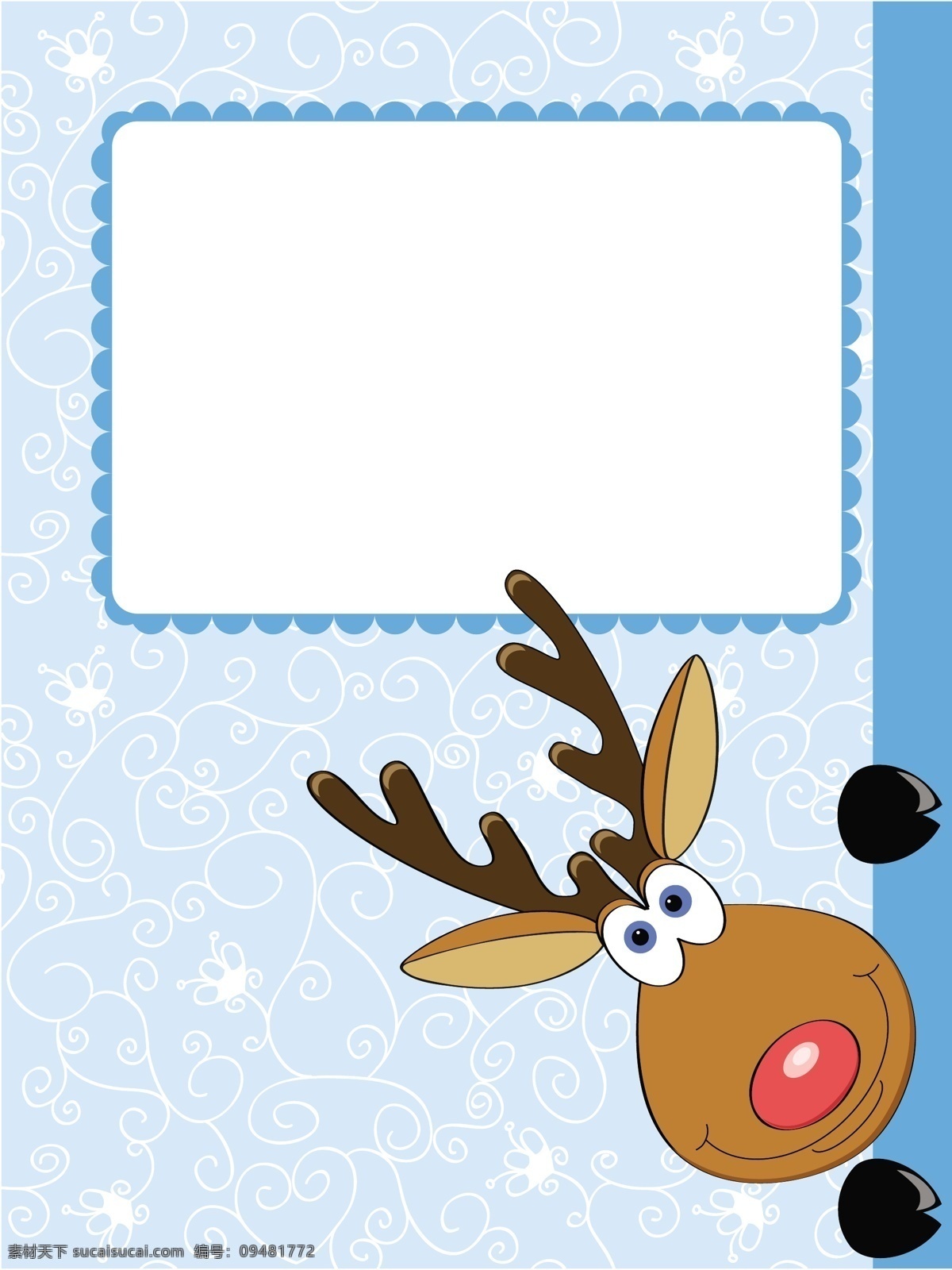可爱 动物 背景 插画 冬季 麋鹿 圣诞节 矢量素材 节日素材