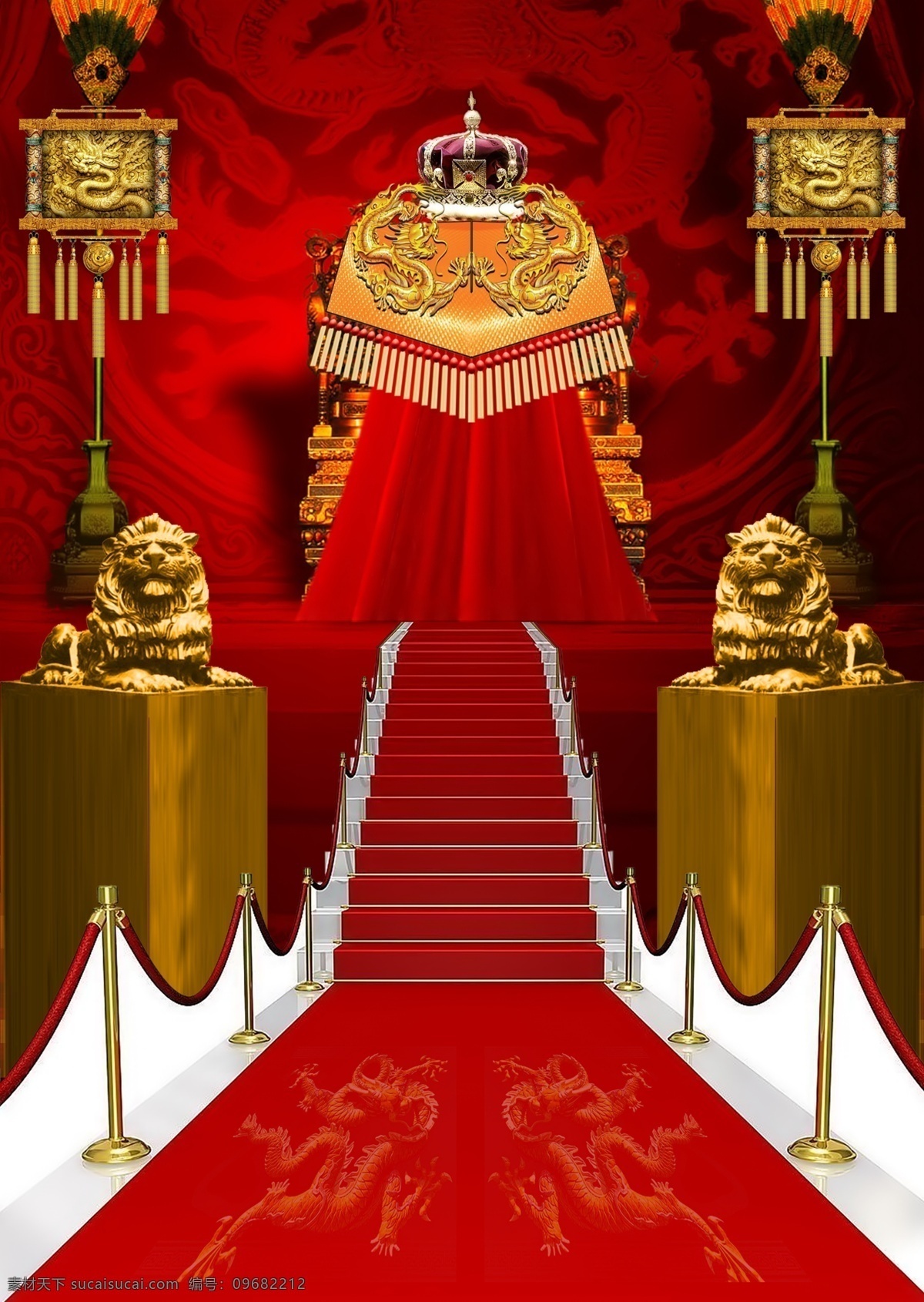 地产 广告 红色 系列 地产设计 高端大气 红色系列 皇冠 龙 龙椅 荣耀 狮子 尊贵 psd源文件