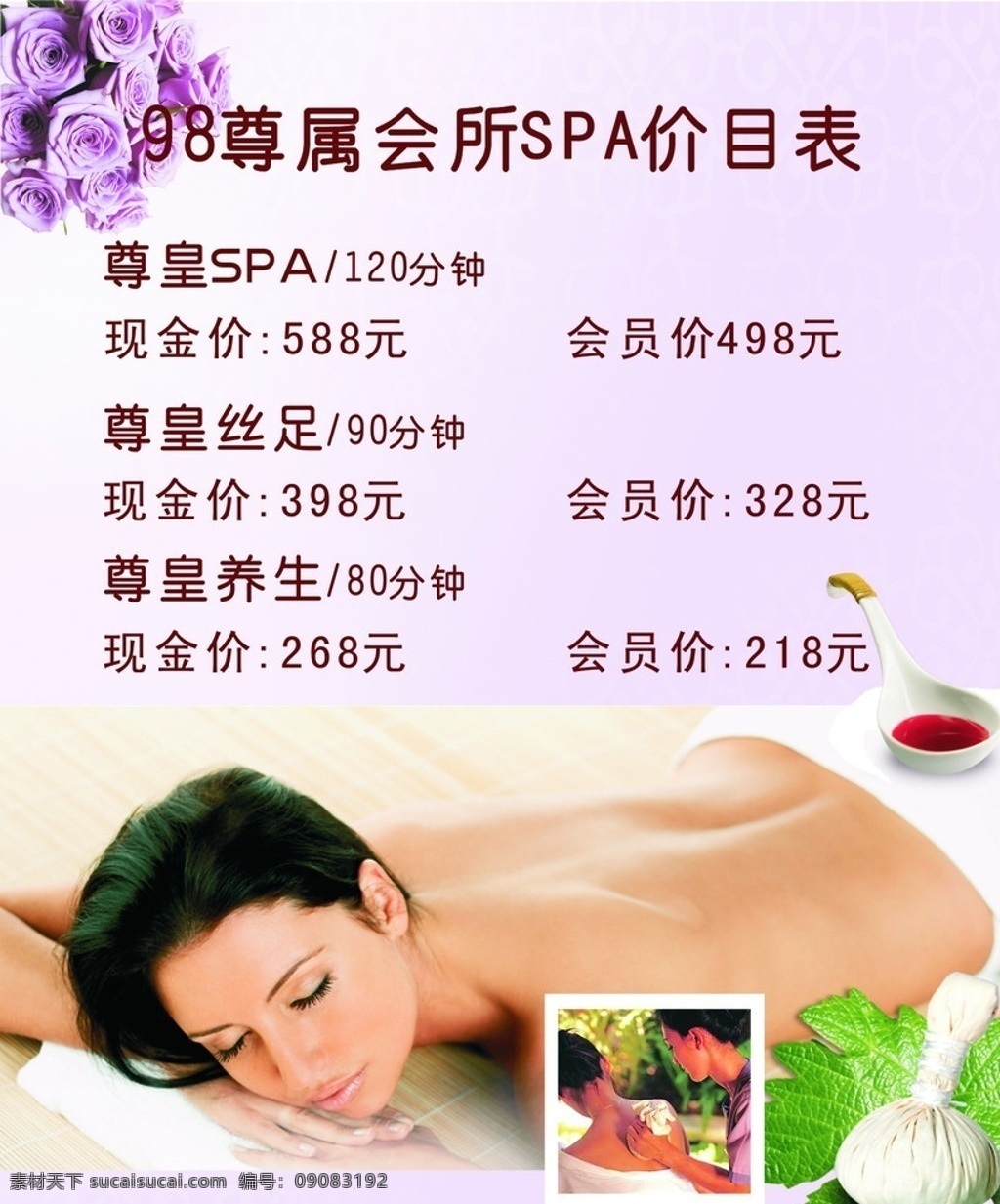 spa价目表 价目单 spa spa价格表 矢量