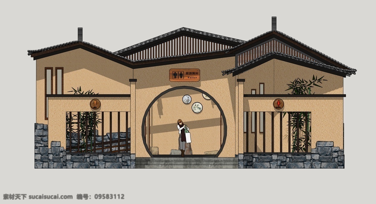 乡土卫生间 乡村厕所 景区厕所 旅游厕所 公共卫生间 厕所 生态厕所 厕所革命 生态卫生间 卫生间 公共设施 草图大师 环境设计 效果图