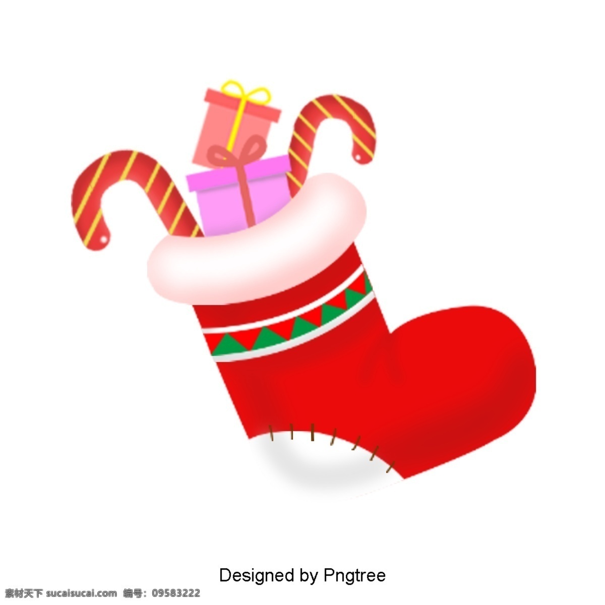红色 节日 圣诞 礼物 袜子 元素 圣诞节 喜庆