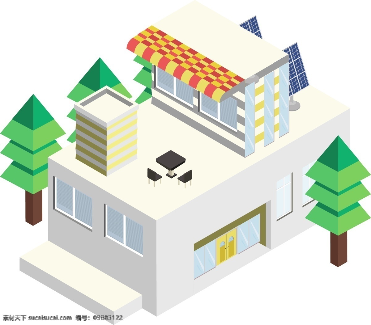d 白色 房屋 场景 线性 建筑 2.5d 场景ai素材 线性建筑