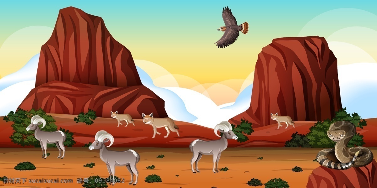 卡通 野生动物 卡通野生动物 动物素材 动物背景 自然风景 大自然 景色 卡通动物生物 卡通设计