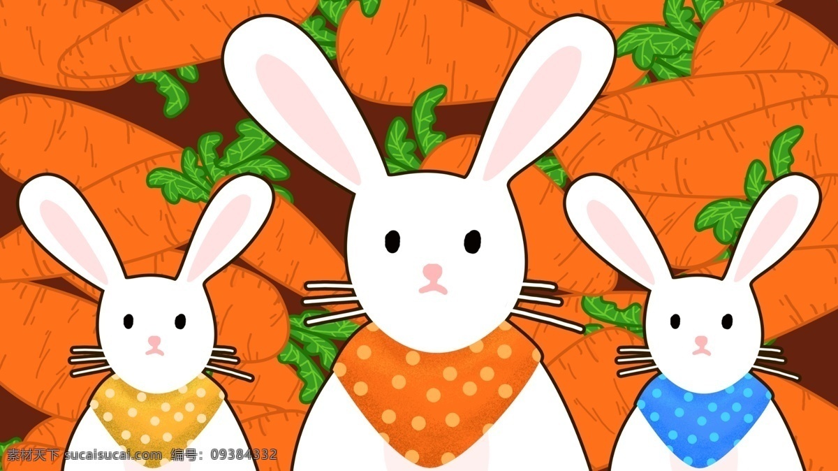 原创 插画 萌 宠 系列 兔 吃 胡萝卜 配图 壁纸 背景 可爱 萌宠 兔兔 手绘 描边